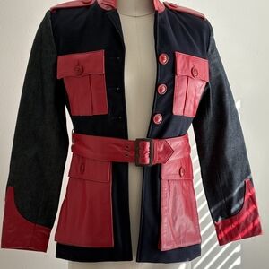 Red and Black Women's Leather Jacket